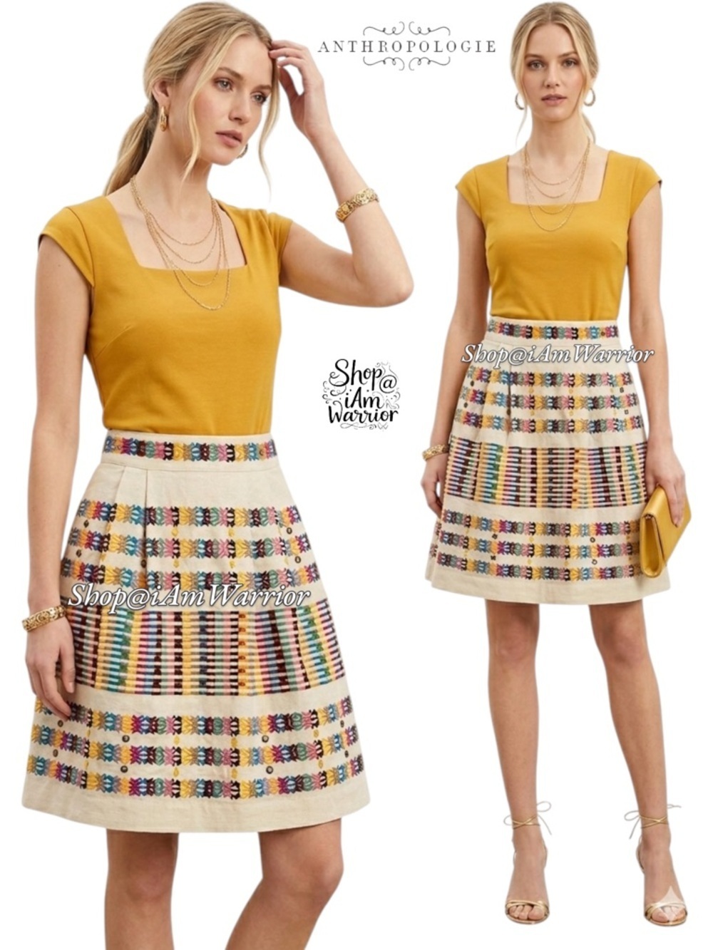 Anthropologie Akemi + Kin embroidered a-line skirt *shop@iamwarrior